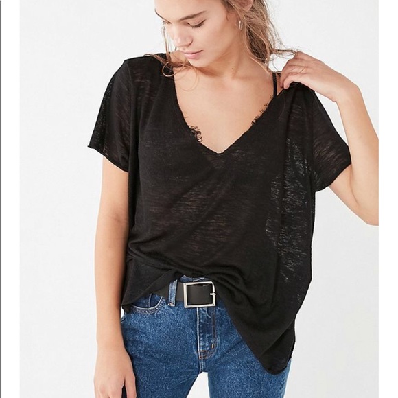 Abound Tops - Black V- neck tee